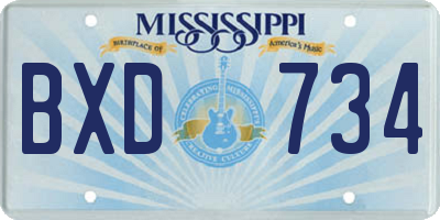 MS license plate BXD734