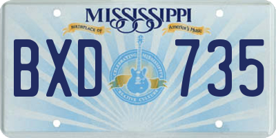 MS license plate BXD735