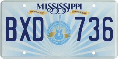 MS license plate BXD736