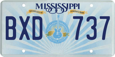 MS license plate BXD737