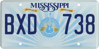 MS license plate BXD738