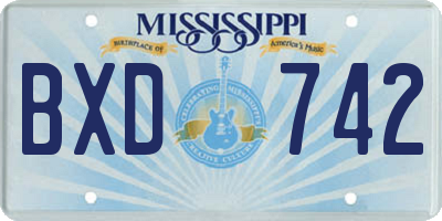 MS license plate BXD742