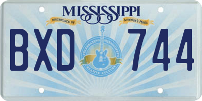 MS license plate BXD744