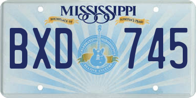 MS license plate BXD745