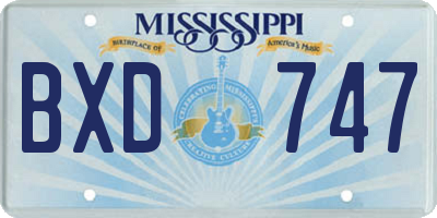 MS license plate BXD747