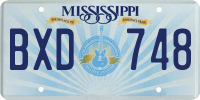 MS license plate BXD748