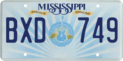 MS license plate BXD749