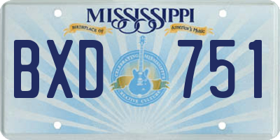 MS license plate BXD751