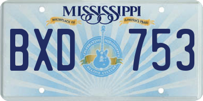 MS license plate BXD753
