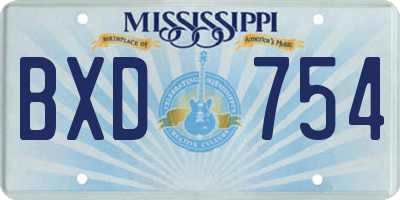 MS license plate BXD754