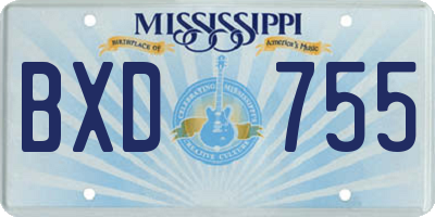 MS license plate BXD755