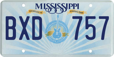 MS license plate BXD757