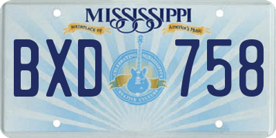MS license plate BXD758