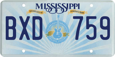 MS license plate BXD759