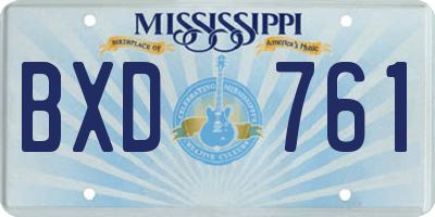 MS license plate BXD761