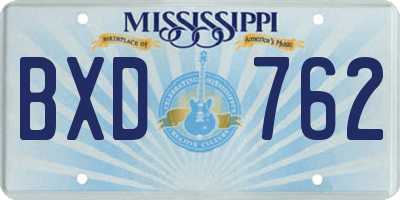 MS license plate BXD762
