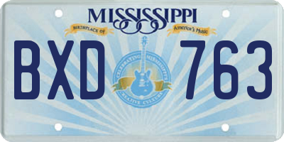 MS license plate BXD763