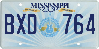 MS license plate BXD764