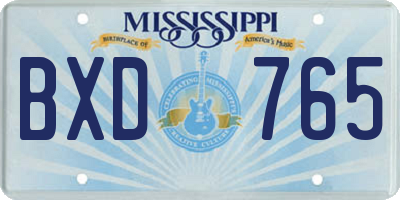 MS license plate BXD765