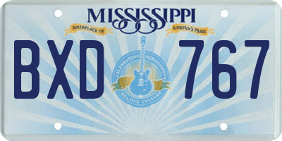 MS license plate BXD767