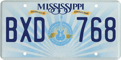MS license plate BXD768