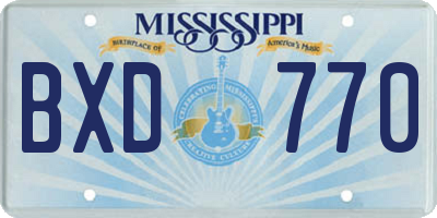 MS license plate BXD770