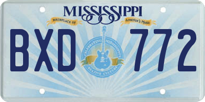 MS license plate BXD772