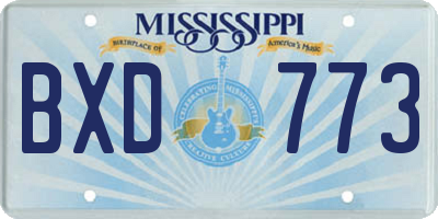 MS license plate BXD773