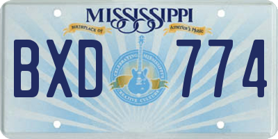 MS license plate BXD774