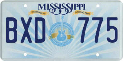MS license plate BXD775