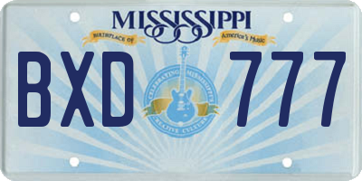 MS license plate BXD777