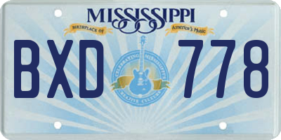 MS license plate BXD778