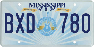MS license plate BXD780