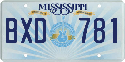 MS license plate BXD781