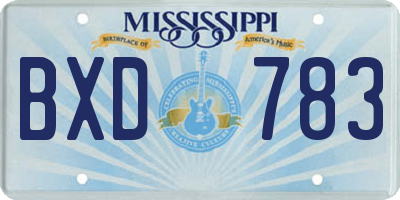 MS license plate BXD783