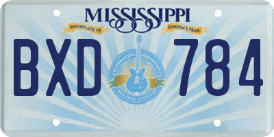 MS license plate BXD784
