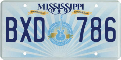 MS license plate BXD786