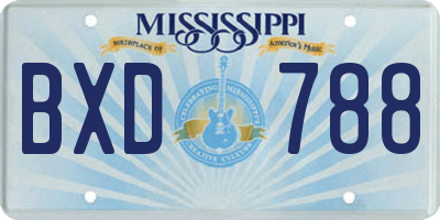 MS license plate BXD788