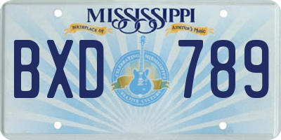 MS license plate BXD789