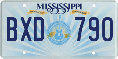 MS license plate BXD790