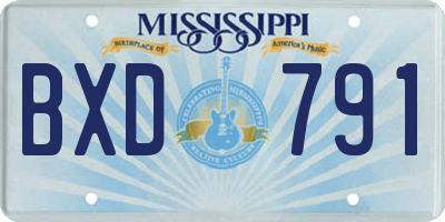 MS license plate BXD791