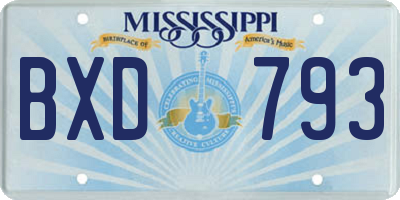 MS license plate BXD793