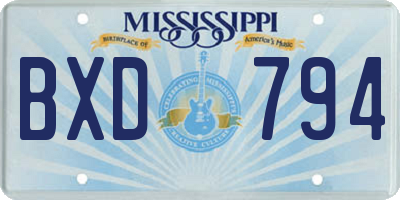 MS license plate BXD794