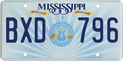 MS license plate BXD796