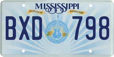 MS license plate BXD798