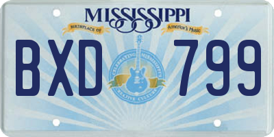 MS license plate BXD799