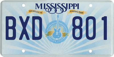 MS license plate BXD801