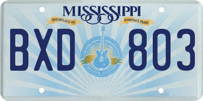 MS license plate BXD803