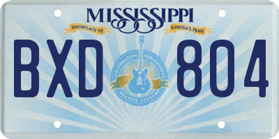 MS license plate BXD804