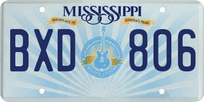 MS license plate BXD806